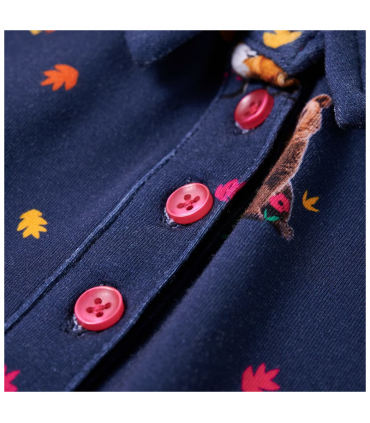 Kids' Dress with Long Sleeves and Drawstring Navy 128