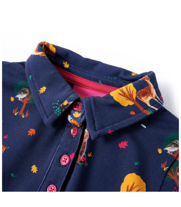 Kids' Dress with Long Sleeves and Drawstring Navy 92