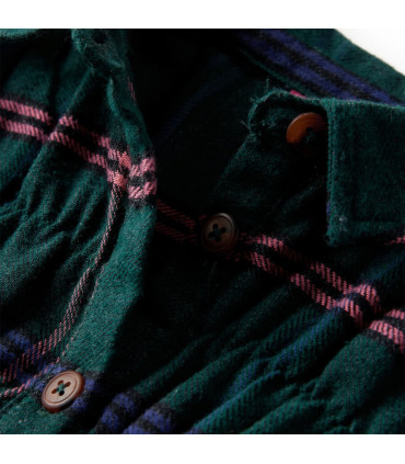 Kids' Dress with Long Sleeves and Ruffles Dark Green 116