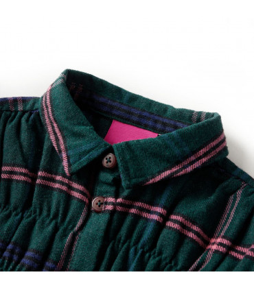 Kids' Dress with Long Sleeves and Ruffles Dark Green 140