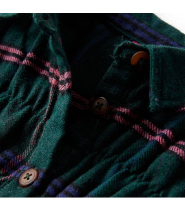 Kids' Dress with Long Sleeves and Ruffles Dark Green 140