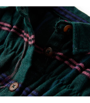 Kids' Dress with Long Sleeves and Ruffles Dark Green 92