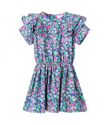 Kids' Dress with Ruffle Sleeves Cobalt Blue 104