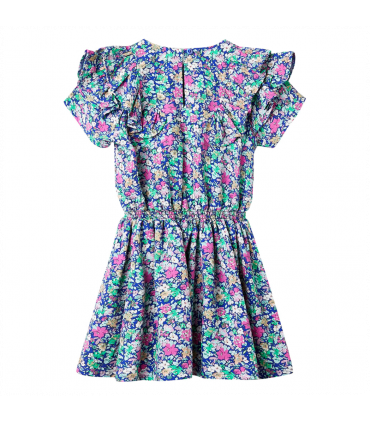 Kids' Dress with Ruffle Sleeves Cobalt Blue 104