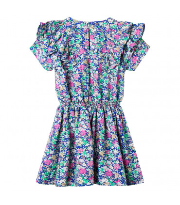 Kids' Dress with Ruffle Sleeves Cobalt Blue 116