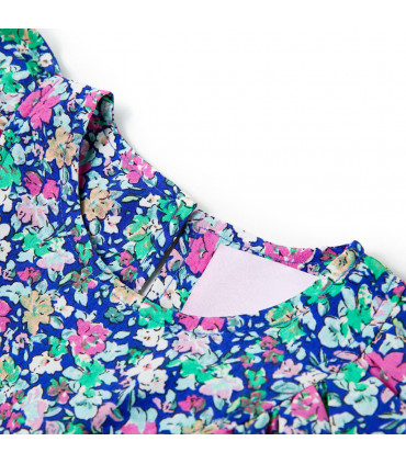 Kids' Dress with Ruffle Sleeves Cobalt Blue 140