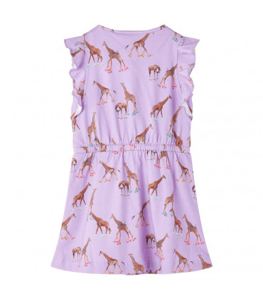 Kids' Dress with Ruffle Sleeves and Drawstring Lila 104