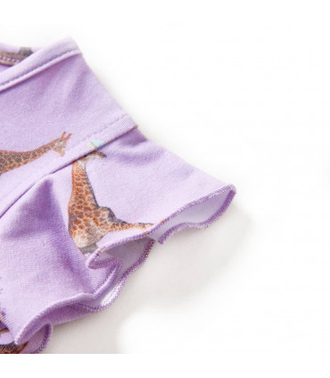 Kids' Dress with Ruffle Sleeves and Drawstring Lila 128