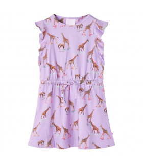 Kids' Dress with Ruffle Sleeves and Drawstring Lila 140