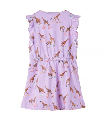 Kids' Dress with Ruffle Sleeves and Drawstring Lila 140