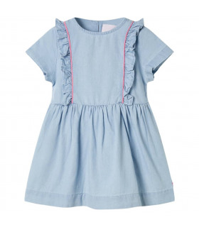 Kids' Dress with Ruffles Soft Blue 116