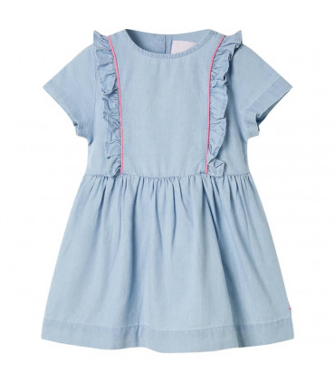 Kids' Dress with Ruffles Soft Blue 116