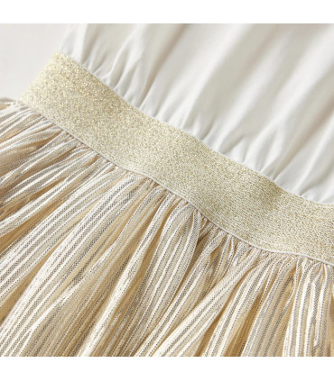 Kids' Dress with Short Sleeves Ecru 116