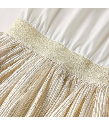 Kids' Dress with Short Sleeves Ecru 128