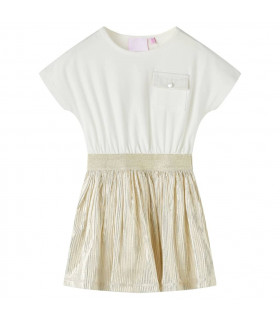 Kids' Dress with Short Sleeves Ecru 140