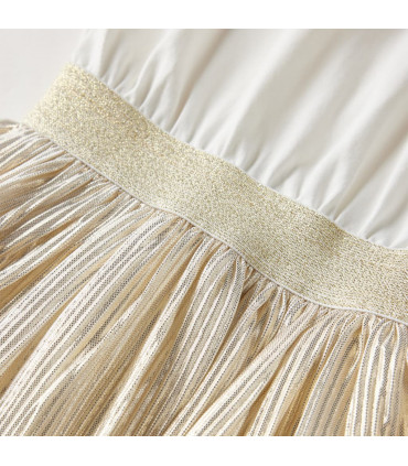 Kids' Dress with Short Sleeves Ecru 140