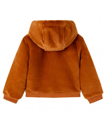 Kids' Hooded Jacket Faux Fur Cognac 104
