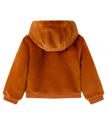 Kids' Hooded Jacket Faux Fur Cognac 116