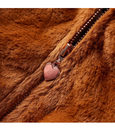 Kids' Hooded Jacket Faux Fur Cognac 116