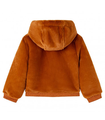 Kids' Hooded Jacket Faux Fur Cognac 128