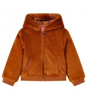 Kids' Hooded Jacket Faux Fur Cognac 92