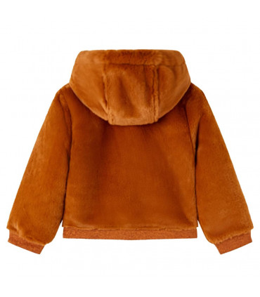 Kids' Hooded Jacket Faux Fur Cognac 92