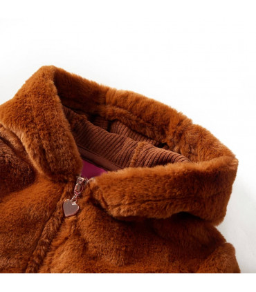 Kids' Hooded Jacket Faux Fur Cognac 92