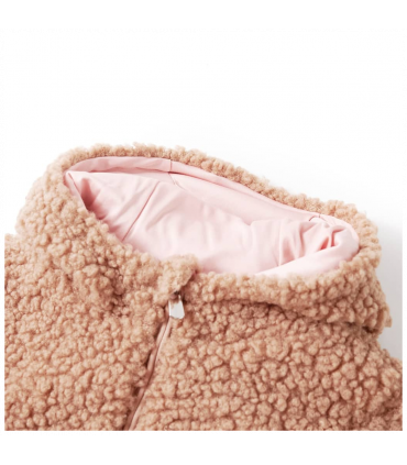 Kids' Hooded Jacket Teddy Faux Fur Light Cognac 116