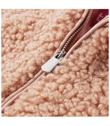 Kids' Hooded Jacket Teddy Faux Fur Light Cognac 116