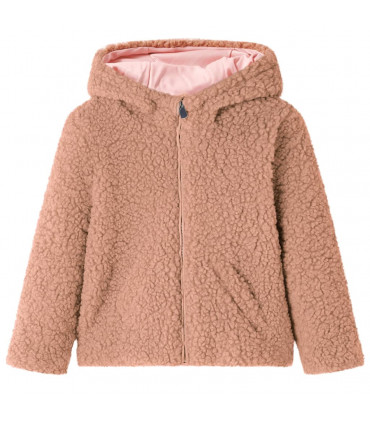 Kids' Hooded Jacket Teddy Faux Fur Light Cognac 92