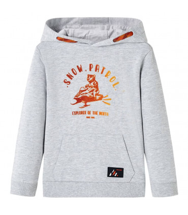 Kids' Hooded Sweatshirt Grey Melange and Orange 104