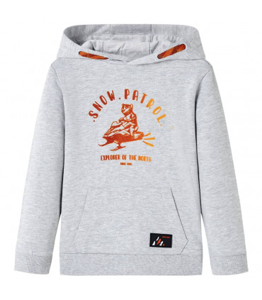 Kids' Hooded Sweatshirt Grey Melange and Orange 140