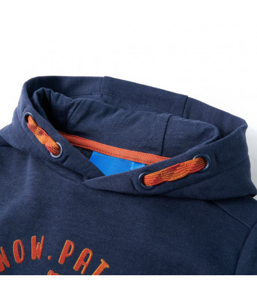 Kids' Hooded Sweatshirt Navy Melange and Orange 116