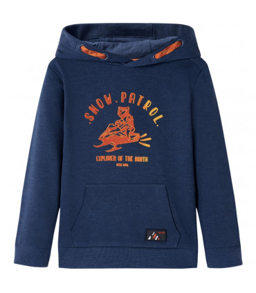 Kids' Hooded Sweatshirt Navy Melange and Orange 140