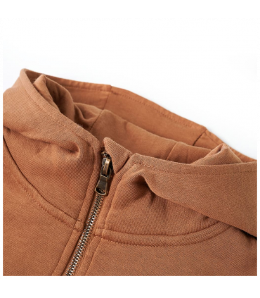 Kids' Hooded Sweatshirt with Half Zip Anthracite and Cognac 104
