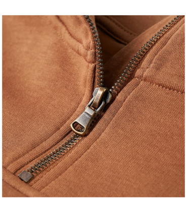 Kids' Hooded Sweatshirt with Half Zip Anthracite and Cognac 116