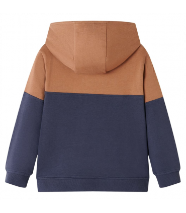 Kids' Hooded Sweatshirt with Half Zip Anthracite and Cognac 92