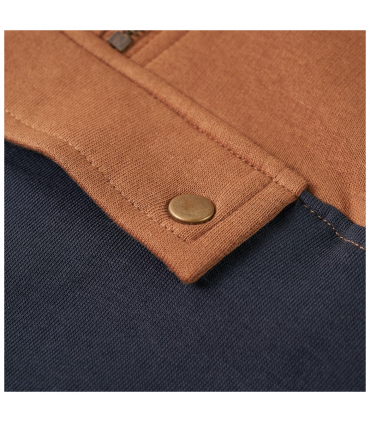 Kids' Hooded Sweatshirt with Half Zip Anthracite and Cognac 92