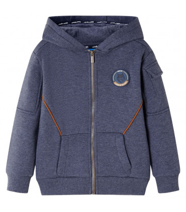 Kids' Hooded Sweatshirt with Zip Dark Blue Melange 104