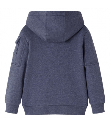 Kids' Hooded Sweatshirt with Zip Dark Blue Melange 104