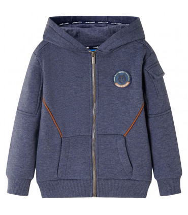 Kids' Hooded Sweatshirt with Zip Dark Blue Melange 116