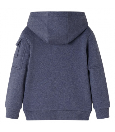 Kids' Hooded Sweatshirt with Zip Dark Blue Melange 116