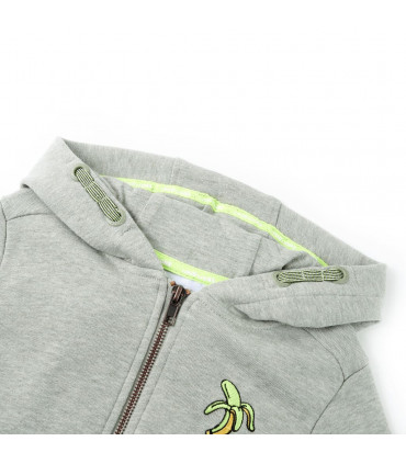 Kids' Hooded Sweatshirt with Zip Light Khaki Melange 116