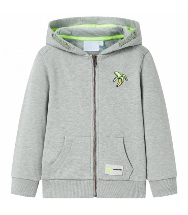 Kids' Hooded Sweatshirt with Zip Light Khaki Melange 128