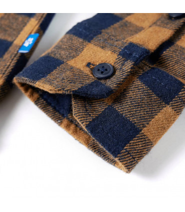 Kids' Plaid Shirt Cognac and Blue 104