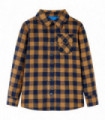 Kids' Plaid Shirt Cognac and Blue 116