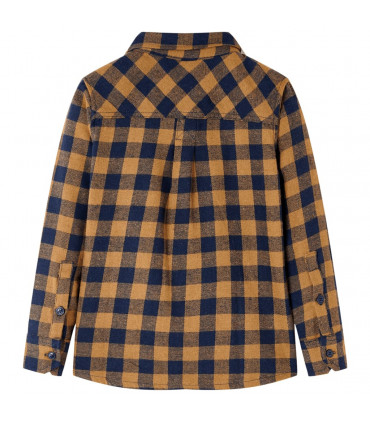 Kids' Plaid Shirt Cognac and Blue 116