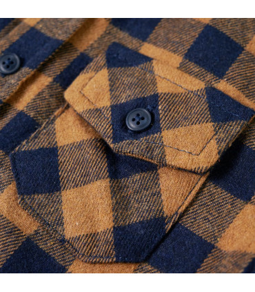Kids' Plaid Shirt Cognac and Blue 116