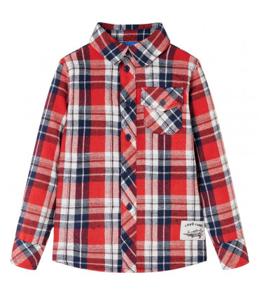 Kids' Plaid Shirt Red and Navy 104