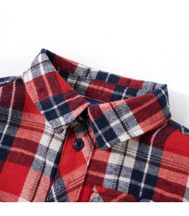 Kids' Plaid Shirt Red and Navy 116